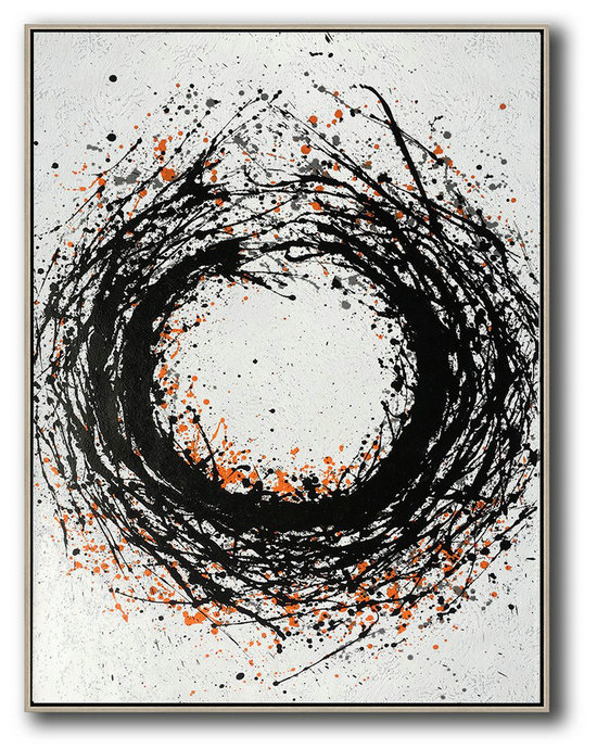 Extra Large Textured Painting On Canvas,Hand-Painted Black And White Minimal Painting On Canvas,Large Paintings For Living Room